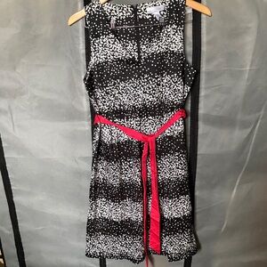 Motherhood Black and White Midi Dress with Pink Accent